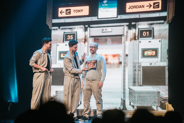The French Twins on a wide theatrical stage.